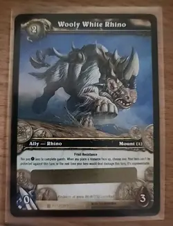 NM/M New World of Warcraft TCG Wooly White Rhino Mount Loot Card Unscratched 3/3 - Image 1