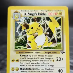 Lt. Surge's Raichu 11/132 Holo Gym Challenge Pokemon TCG WOTC 2000 Vintage NM - Image 2