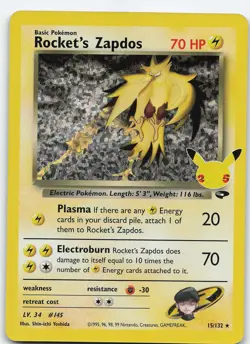Rocket's Zapdos 15/132 Classic Collection Holo Celebrations NM Pokemon - Image 1
