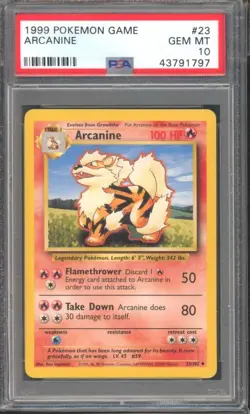 ARCANINE #23 PSA 10 1999 POKEMON Base Set Unlimited WOTC - Image 1