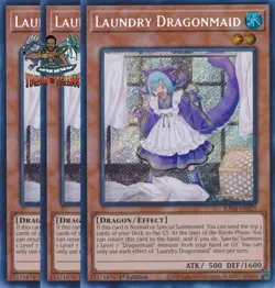 Yugioh! 3x Laundry Dragonmaid RA03-EN021 Secret Rare 1st Ed NM - Image 1
