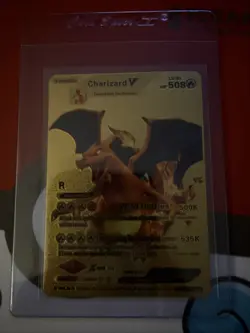 Pokemon Charizard V Evolution 508HP Gold Foil Fan Art Card SMP 26-43 - Image 1