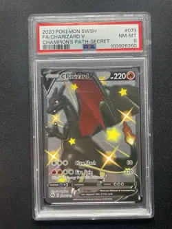 PSA 8 Charizard V 079/073 Champion's Path Full Art Graded Pokemon Card - Image 1