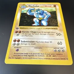 Pokemon WOTC Machoke 34/102 1st Edition Shadowless Base Set Card Near Mint - Image 2
