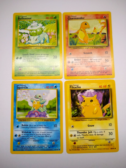 Pokemon Base Set Starters - Bulbasaur Charmander Squirtle Pikachu - Exact Cards! - Image 1