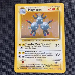Pokemon TCG Magneton Base Set Unlimited Holo Rare Card 9/102 WOTC - Image 1