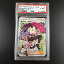 PSA 10 Jessie & James 68/68 Hidden Fates Full Art Holo Graded Pokemon Card - Image 1