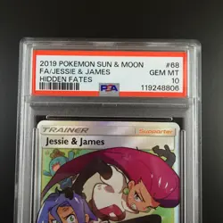PSA 10 Jessie & James 68/68 Hidden Fates Full Art Holo Graded Pokemon Card - Image 2