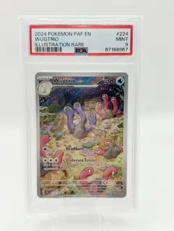2024 POKEMON PAF EN-PALDEAN FATES ILLUSTRATION RARE #224 WUGTRIO PSA 9 - Image 1