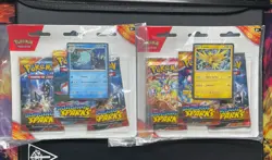 Pokemon TCG Surging Sparks 3 Pack Blister Quagsire & Zapdos Bundle - Image 1