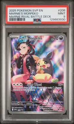 2025 POKEMON SVP EN-SV BLACK STAR PROMO #206 MARNIE'S MORPEKO PSA 9 - Image 1