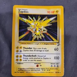 2000 Vintage Pokemon TCG Base Set 2 #20/130 Legendary Zapdos Holo LP Rare 🔥 - Image 1