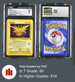 Pokemon TCG Zapdos Fossil 15/62 Holo Rare 1999-2000 Cosmos CGC 7 NEAR MINT - Image 1