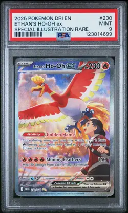2025 POKEMON DRI EN-DESTINED RIVALS #230 ETHAN'S HO-OH EX PSA 9 - Image 1