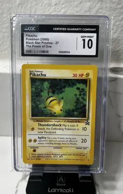 Pikachu Pokemon 2000 Black Star Promo 27 The Power of One CGC 10 Gem Mint - Image 1