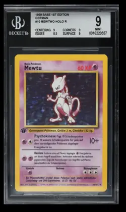 1999 Pokemon Base 1st Edition Mewtwo (Mewtu) BGS 9 German #10 Holo Rare - Image 1