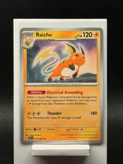 Pokemon TCG Scarlet & Violet Paldean Fates - Raichu 019/091 Rare NM - Image 1