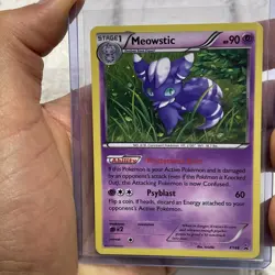 Pokemon TCG XY Black Star Promo Meowstic Holo XY48 NM 2015 Nintendo Card - Image 1