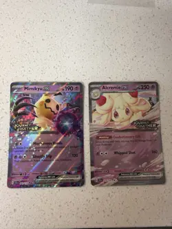 Mimikyu GX and Alcremie GX Pokemon Trading Cards Holo Rare Set -STAMPED, MINT - Image 1