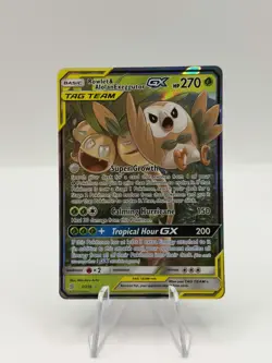 Rowlet & Alolan Exeggutor GX Tag Team Pokemon Card Sun & Moon 1/236 Holo - Image 1
