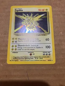 Zapdos Holo 16/102 Pokemon Card - Vintage 1999 - UNGRADED - Image 1