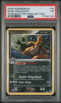 Pokemon Dark Dragonite EX Team Rocket Returns Reverse STAMP Holo Rare #15 PSA 1 - Image 1