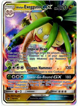 Pokemon - Crimson Invasion Alolan Exeggutor GX 74/111 NM - Image 1
