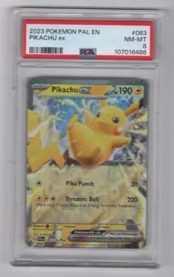 2023 POKEMON PAL EN-PALDEA EVOLVED #063 PIKACHU EX PSA 8 - Image 1