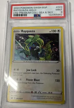 2024 Pokemon Rayquaza Black Star Promo SWSH029 Holo Swirl Holo PSA 9 Mint - Image 1