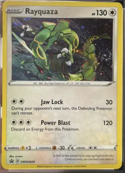2024 Pokemon Rayquaza Black Star Promo SWSH029 Holo Swirl Holo PSA 9 Mint - Image 2