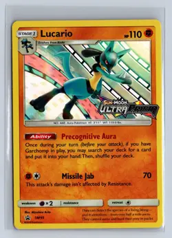 2018 Pokemon Sun & Moon Ultra Prism Prerelease Lucario #SM95 - Image 1