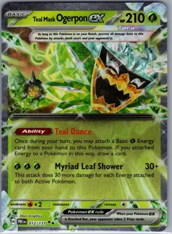 Teal Mask Ogerpon ex 012/131 SV: Prismatic - Pokemon Card - NM - Image 1