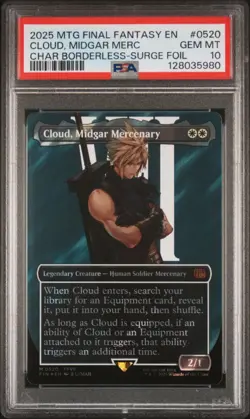 Cloud, Midgar Mercenary Borderless Surge Foil PSA 10 MTG Final Fantasy ENG - Image 1