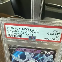 Graded PSA 10 2020 Pokemon SWSH Galarian Cursola V Champion’s Path #021 - Image 2