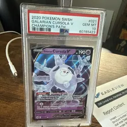 Graded PSA 10 2020 Pokemon SWSH Galarian Cursola V Champion’s Path #021 - Image 4