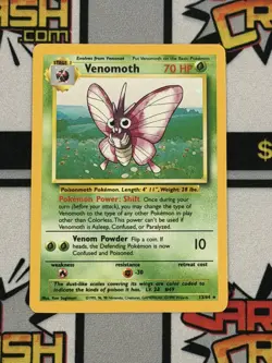 1999 Pokemon Venomoth 13/64 Holo No Symbol ERROR*Moderately Played - Image 1