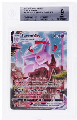 2021 Pokemon Sword and Shield Fusion Strike Espeon Vmax Secret Rare #270 BGS 9 - Image 1