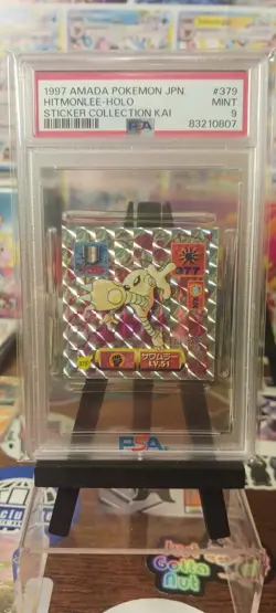 1997 Amada Pokemon JPN Sticker Coll Kai #380 Hitmonchan-Holo PSA 9 - Image 1