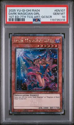2025 YU-GI-OH! RA04-QUARTER CENTURY STAMPEDE #EN107 DARK MAGICIAN GIRL PSA 10 - Image 1