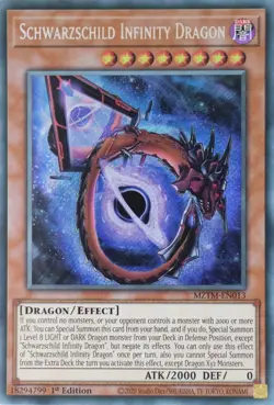 YuGiOh Schwarzschild Infinity Dragon MZTM-EN013 Secret Rare 1st Edition - Image 1