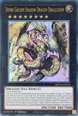 YuGiOh Divine Golden Shadow Dragon Dragluxion MZTM-EN014 Ultra Rare 1st Edition - Image 1