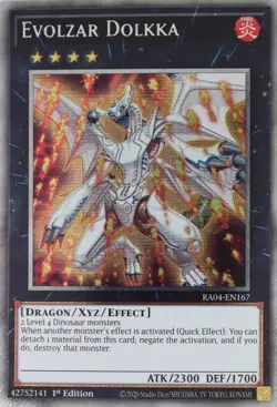 YuGiOh Evolzar Dolkka RA04-EN167 Platinum Secret Rare 1st Ed - Image 1