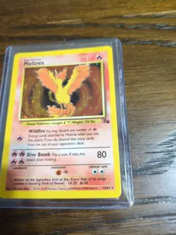 1999 Pokemon Fossil Moltres 12/62 Hologram Foil Card LP - Image 2