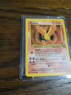 1999 Pokemon Fossil Moltres 12/62 Hologram Foil Card LP - Image 3