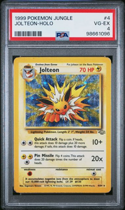 1999 Pokemon Jungle Jolteon Holo Card #4 PSA Graded VG-EX 4 Card - Image 1