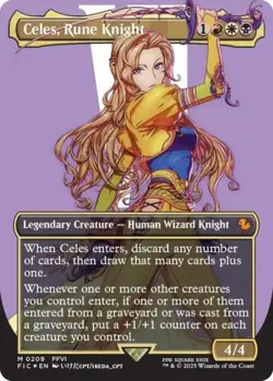MTG English Celes, Rune Knight (Borderless) (Surge Foil) NM Foil - Image 1