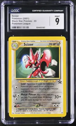 CGC 9 MINT Scizor 2001 Black Star Promos 33 Pokemon League Pokemon Card - Image 1
