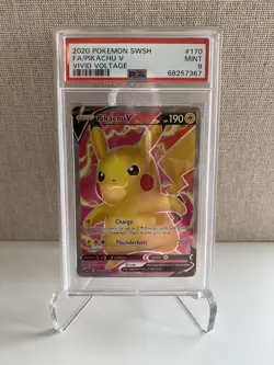 2020 Pokemon SWSH Full Art Pikachu V Vivid Voltage #170 PSA 9 MINT - Image 1