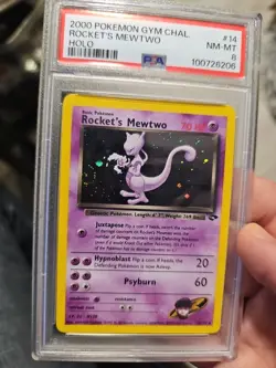 2000 WOTC POKEMON GYM CHALLENGE ROCKET'S MEWTWO # 14/132 HOLO PSA 8 Swirl - Image 3