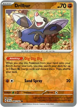 🔰Pokemon - Drilbur - Reverse Holo - 085/162 - Temporal Forces - (NM)🔰 - Image 1